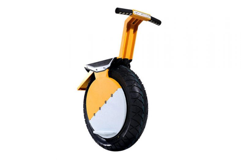 Yellow selfbalancing electric seated unicycle with handlebars w/ 500W