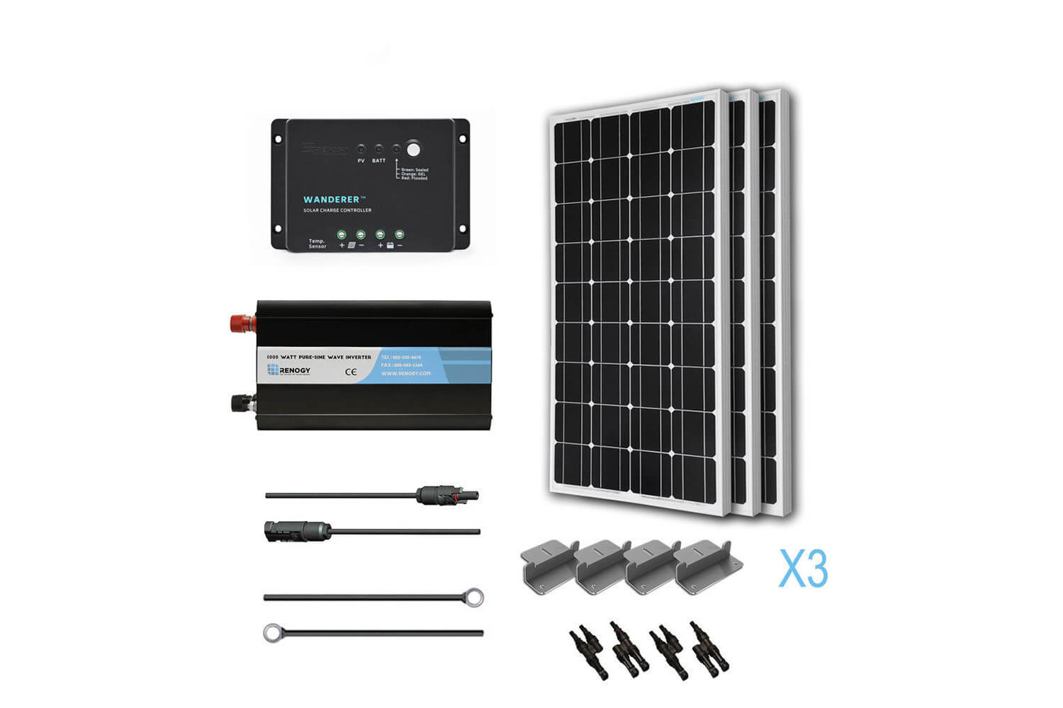 300W Solar Panel Kit 300 Watts Mono Off Grid Inverter Charge Controller