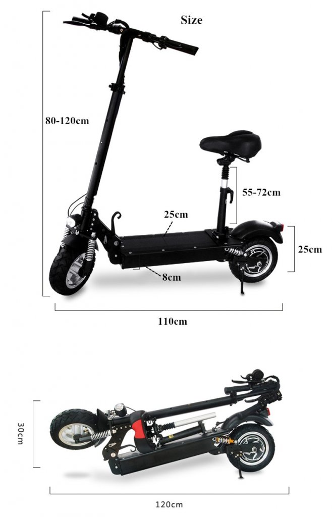 FLJ Foldable Electric Scooter with seat for adults, 2400W motor - GearScoot