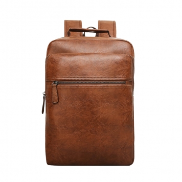 Pu Leather School Bag Men Large Capacity Travelling Laptop Backpack Pu Leather School Bag